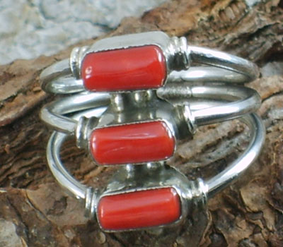 Tibetan Ring Red Coral  - sz 10.5